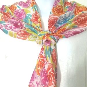 Scarf flower butterfly pink orange blue yellow green  New